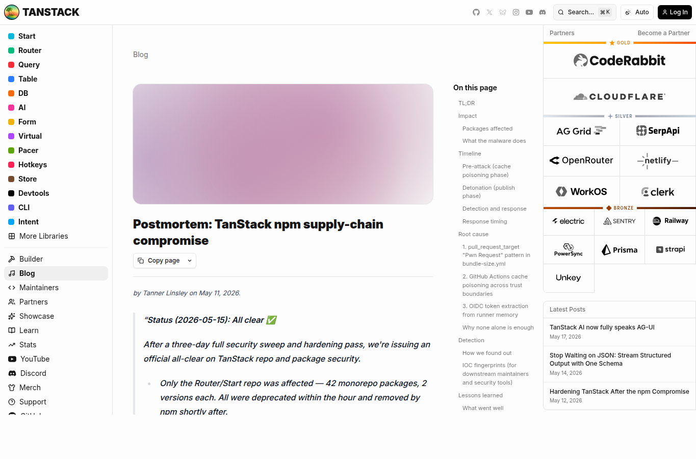 TanStack npm 供应链事件复盘页面截图