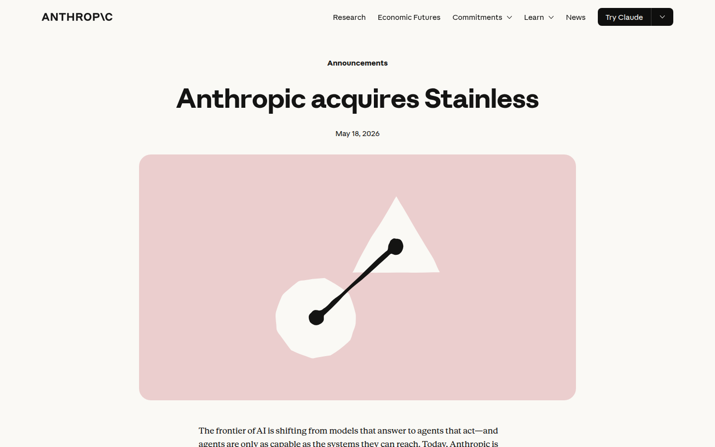 Anthropic 收购 Stainless 页面截图