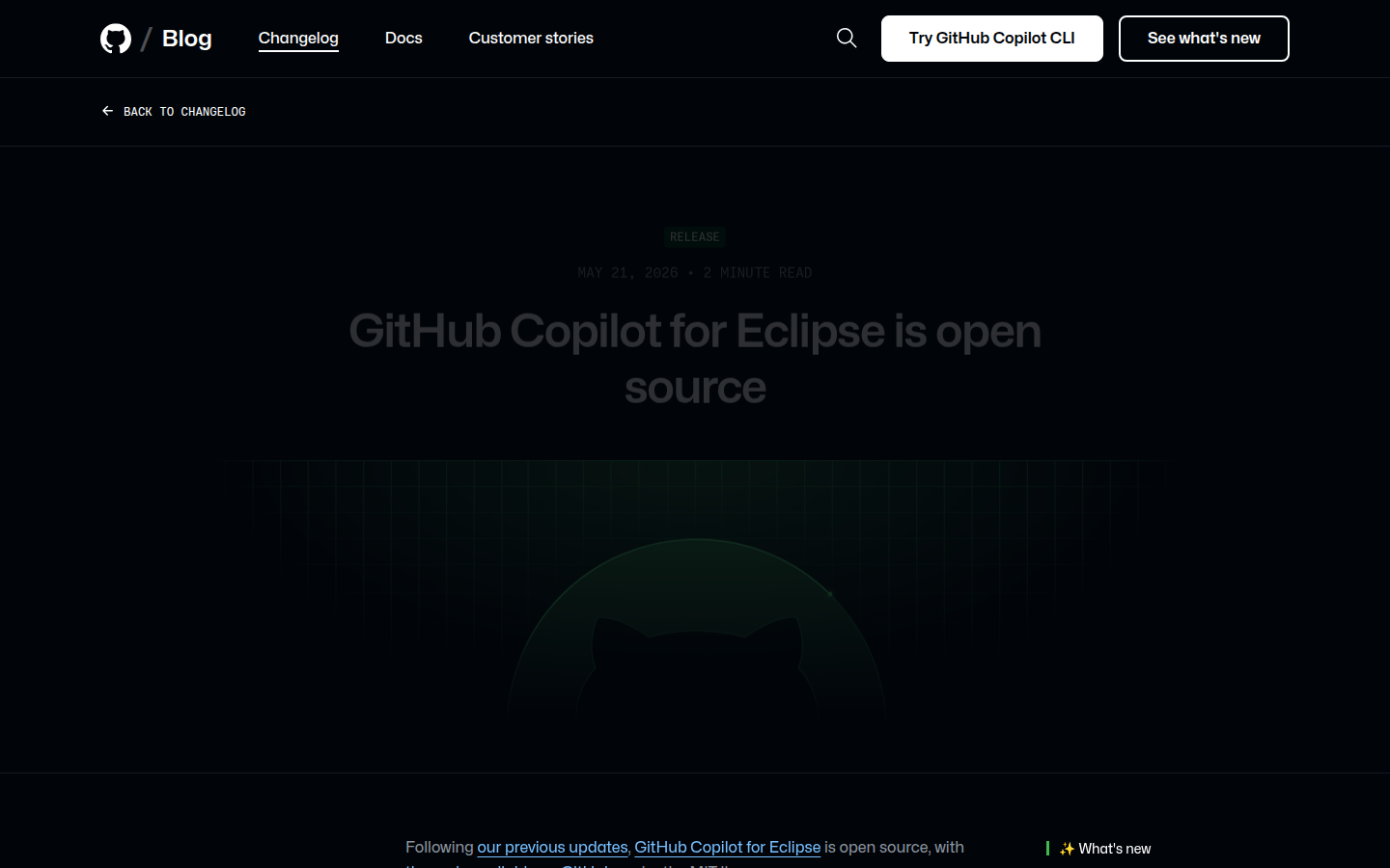 GitHub Copilot for Eclipse 页面截图