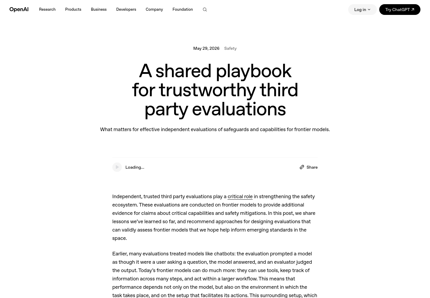 OpenAI 第三方评测 playbook