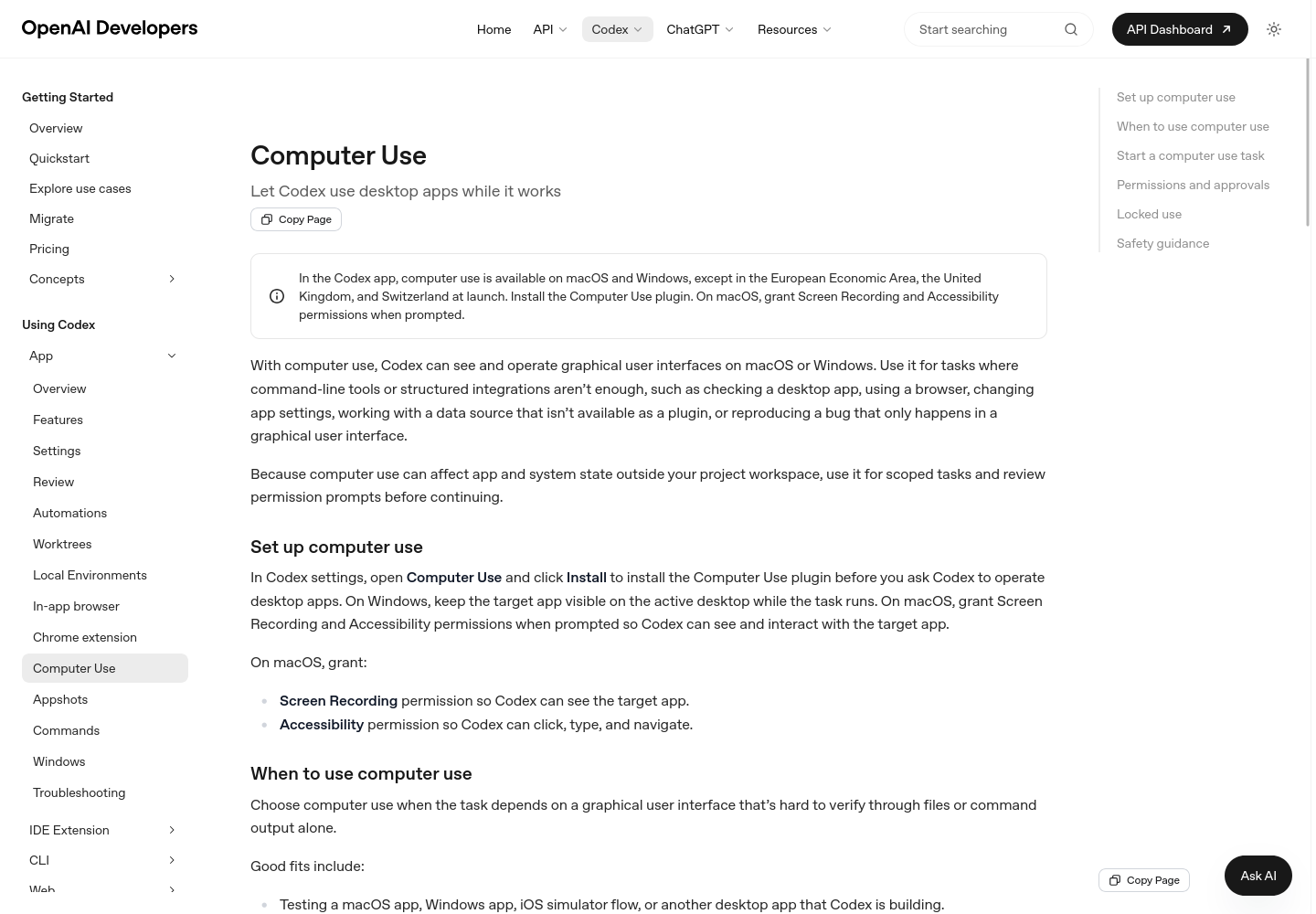 Codex Computer Use 文档