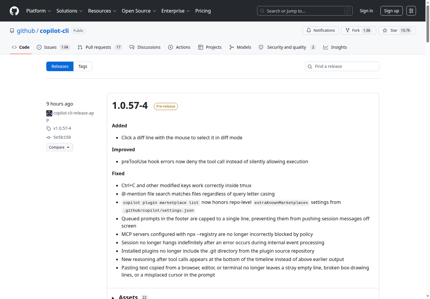 GitHub Copilot CLI releases
