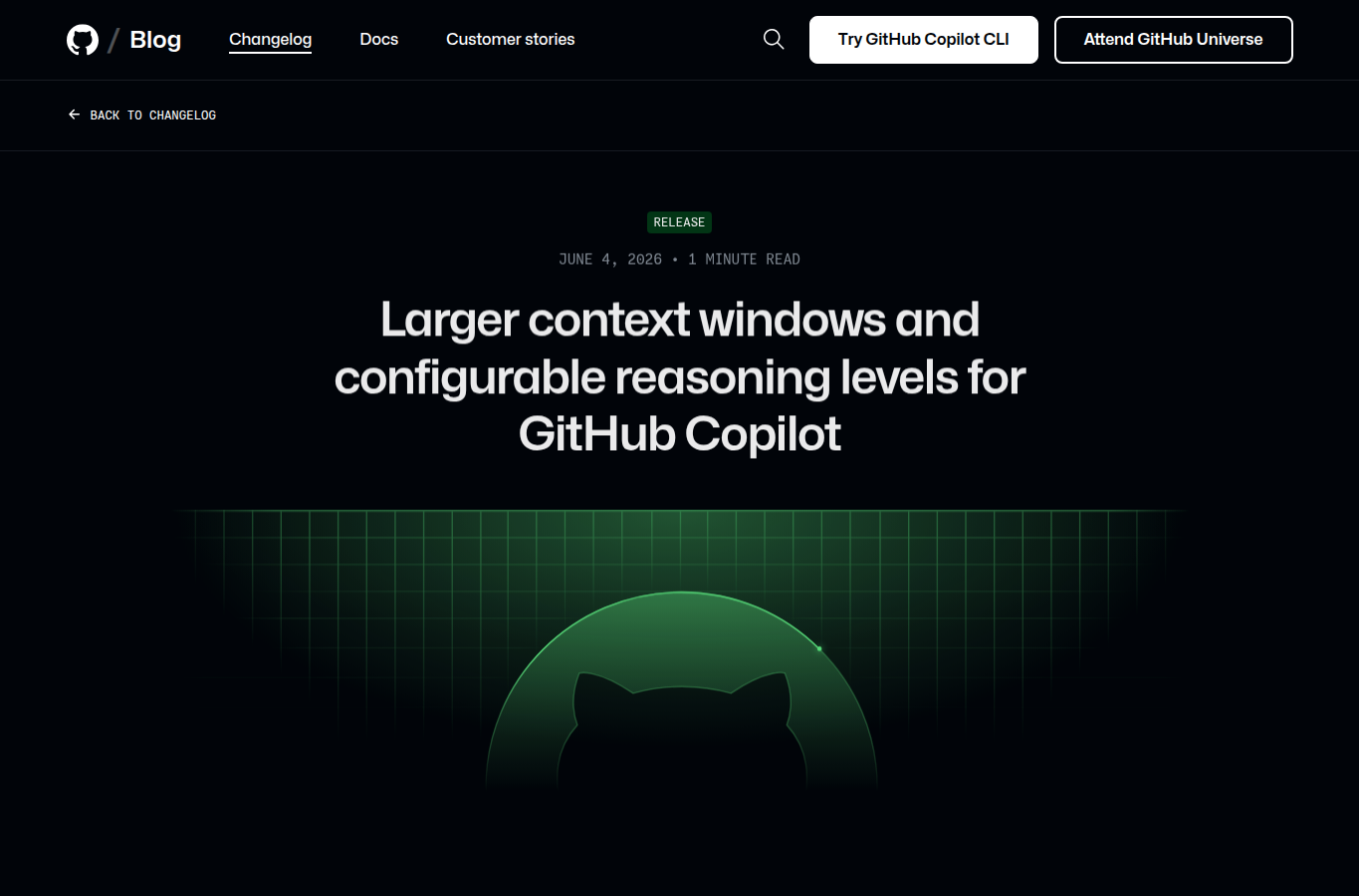 GitHub Copilot 更大上下文与 reasoning 设置
