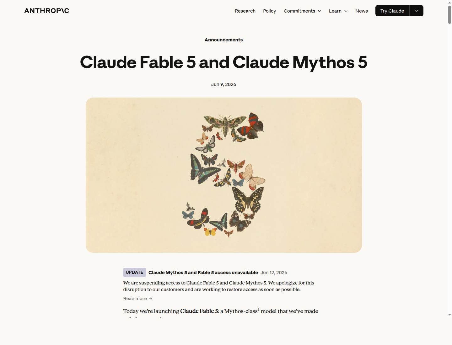 Anthropic Claude Fable 5 与 Mythos 5 公告