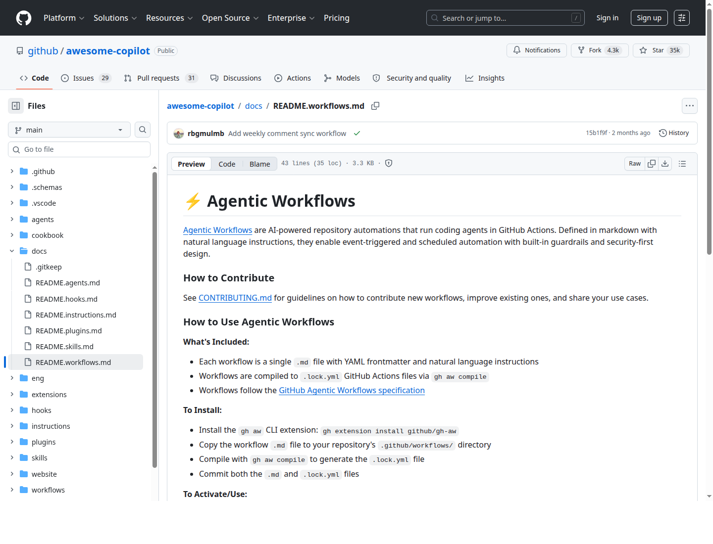 awesome-copilot workflow 示例