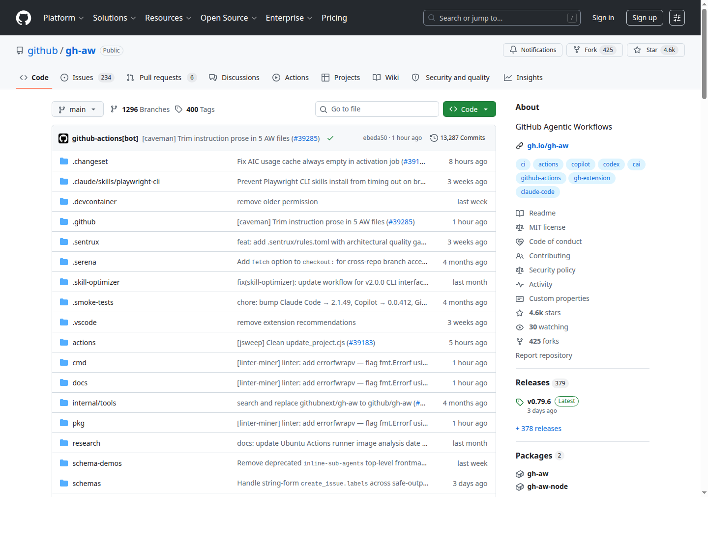 GitHub Agentic Workflows 仓库页