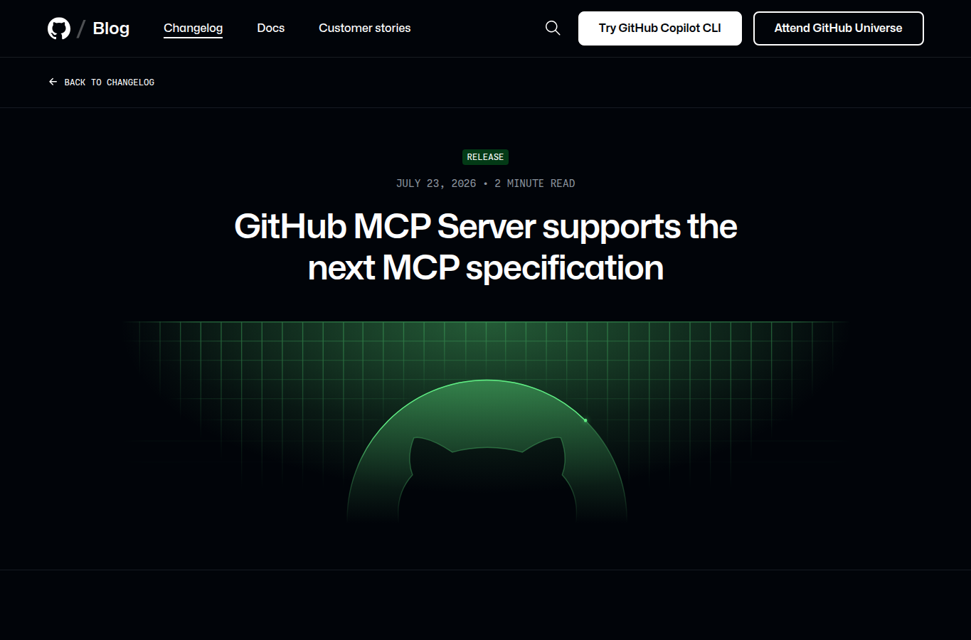 GitHub MCP Server 支持下一版 MCP 规格发布页