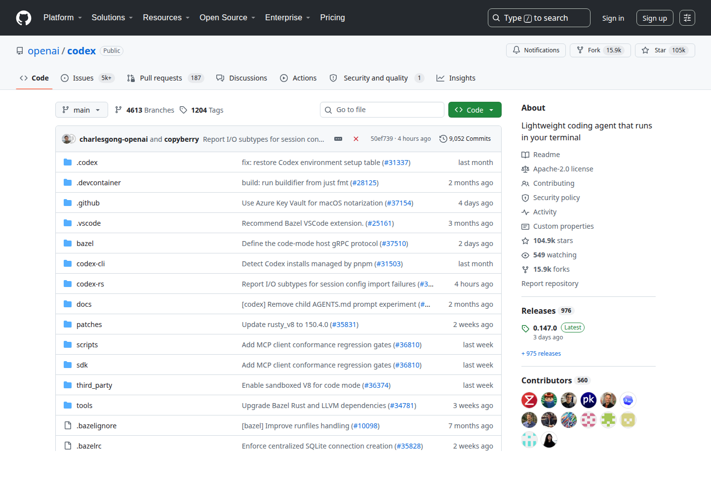 openai/codex 仓库页
