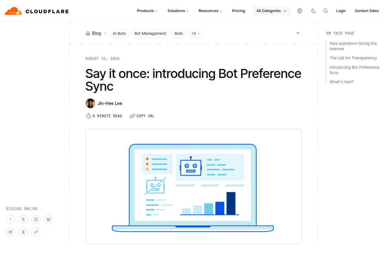 Cloudflare Bot Preference Sync 官方文章