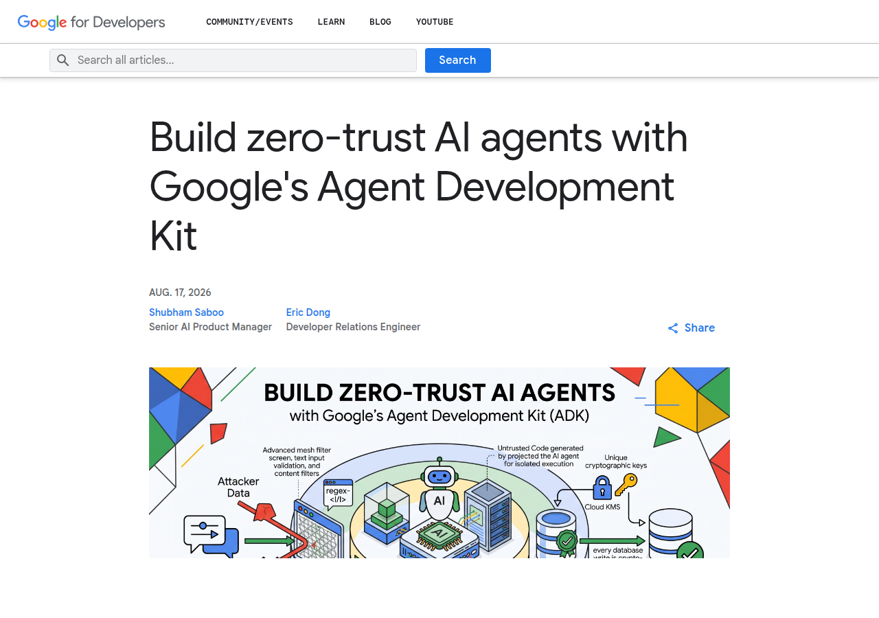 Google ADK 零信任 agent 官方文章