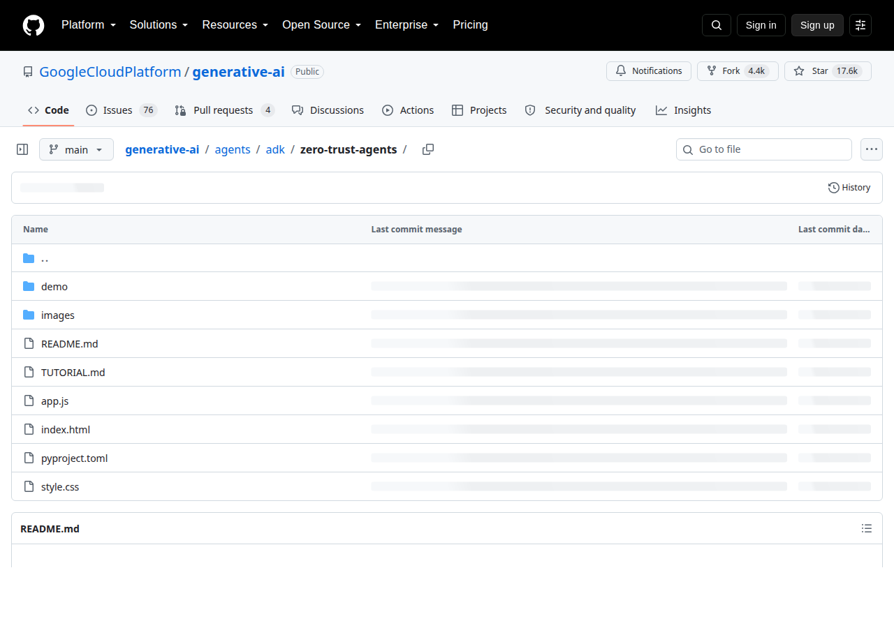 GoogleCloudPlatform zero-trust-agents 仓库目录